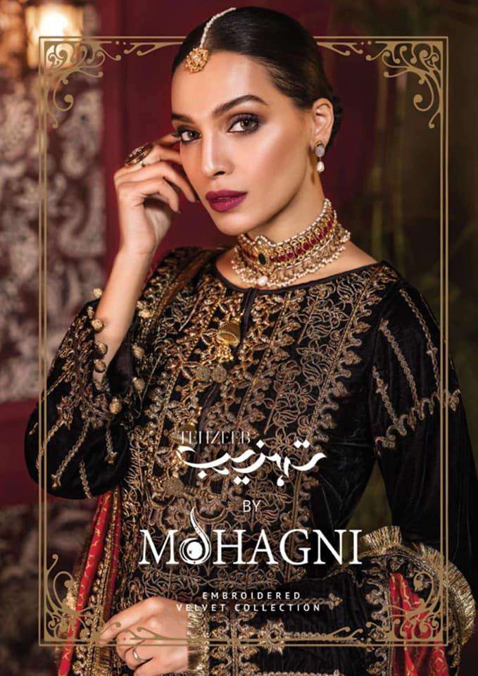  Tehzeeb by Mohagni Embroidered Velvet Collection 2019-20